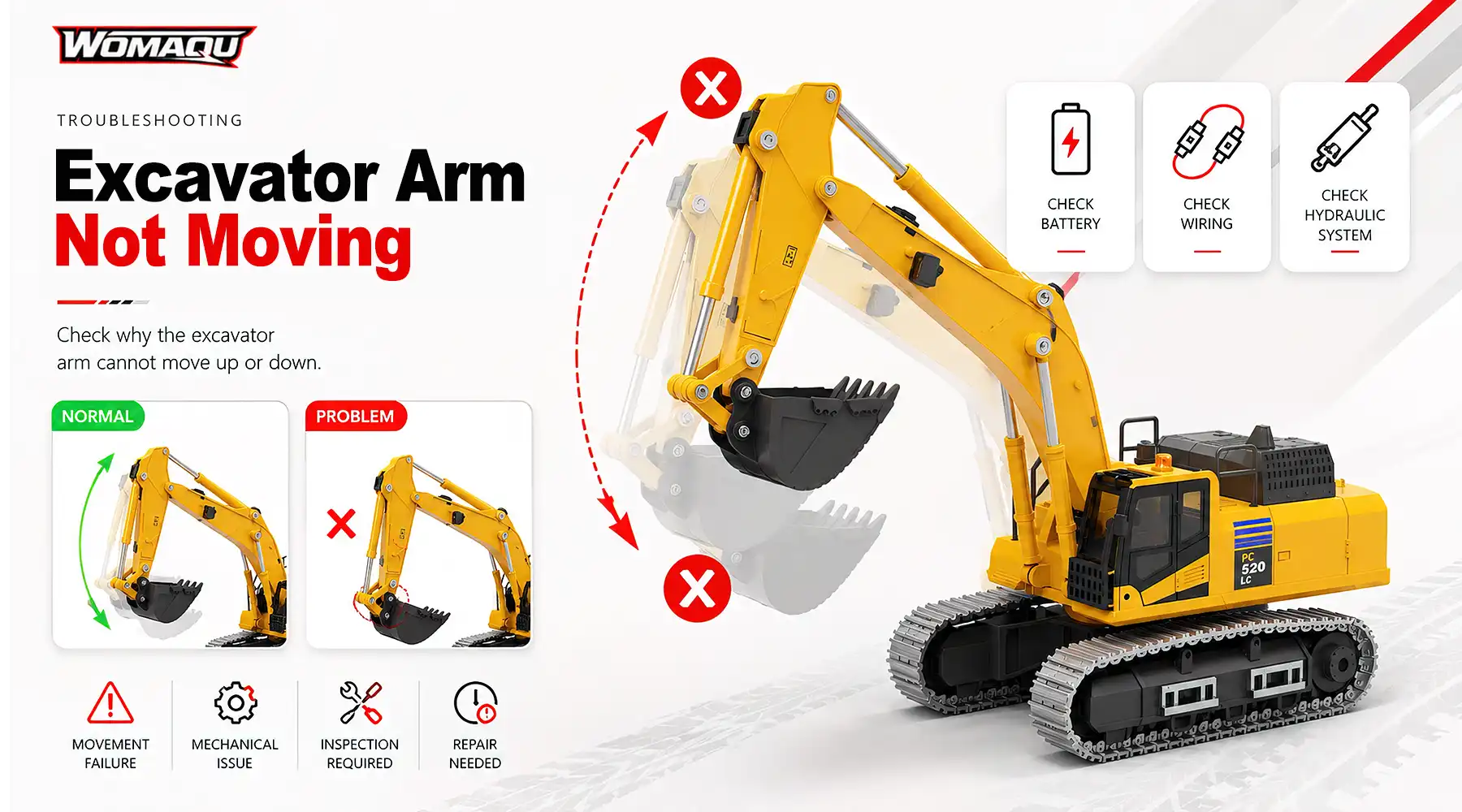 Replace the excavator boom gearbox.