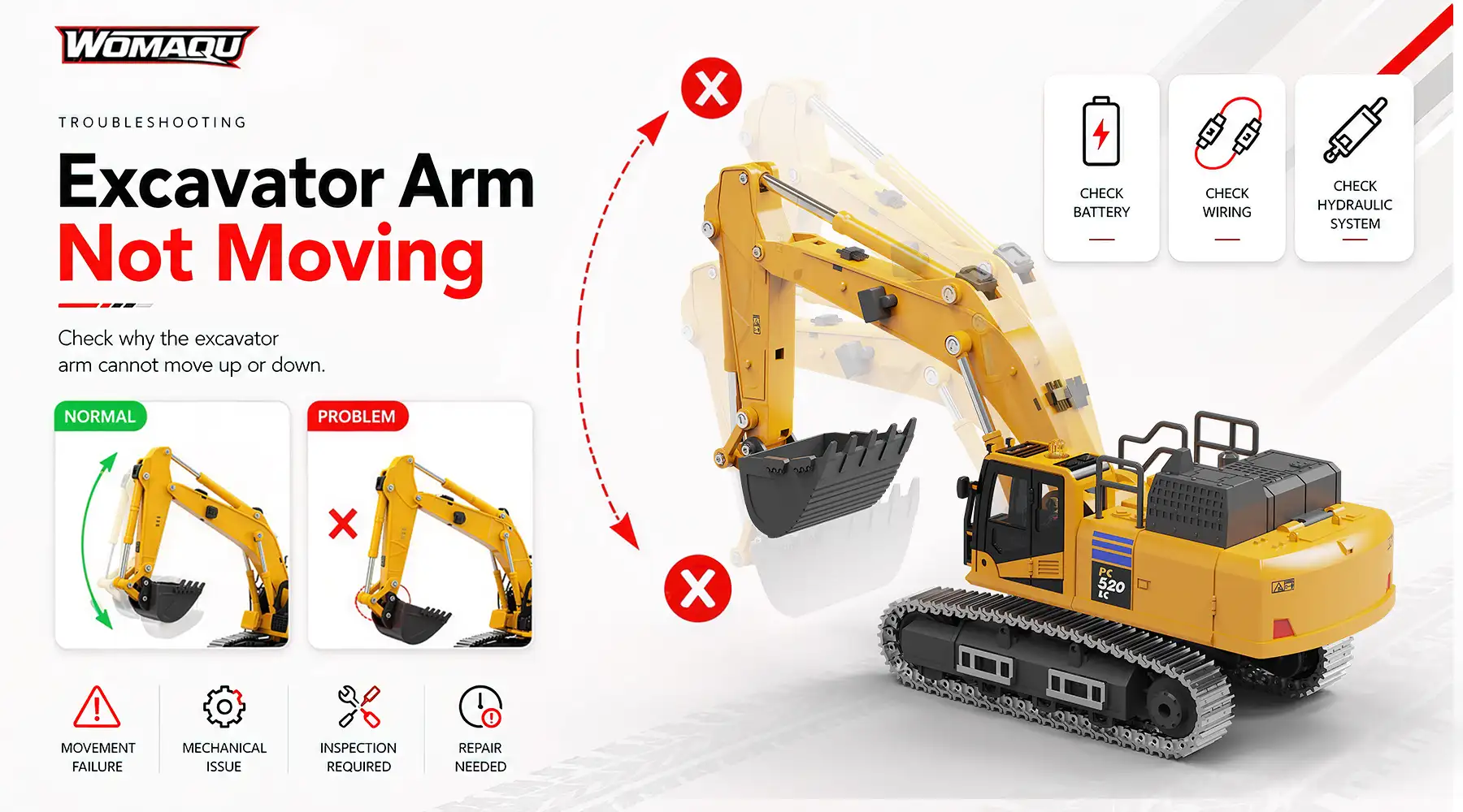 Replace the excavator arm gearbox.